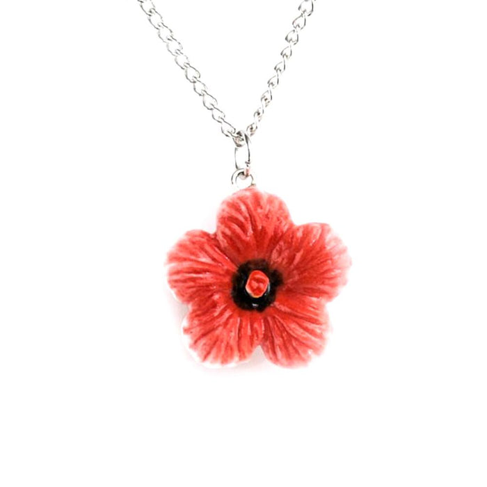 Orange Hibiscus Pendant Porcelain Pendant Blue Planet Jewelry