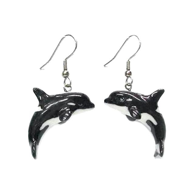 Orca Whale Porcelain Earrings Porcelain Earrings Blue Planet Jewelry