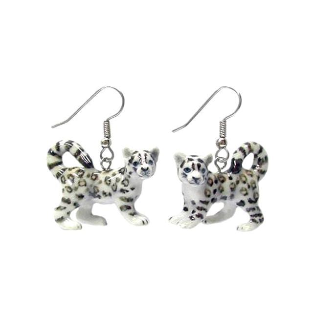 Snow Leopard Porcelain Earrings Porcelain Earrings Blue Planet Jewelry
