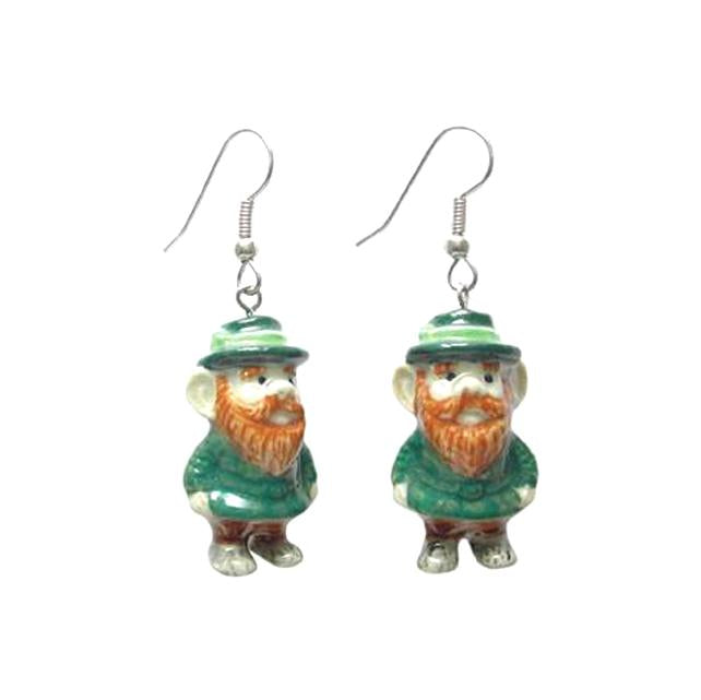 Leprechaun Porcelain Earrings Porcelain Earrings Blue Planet Jewelry
