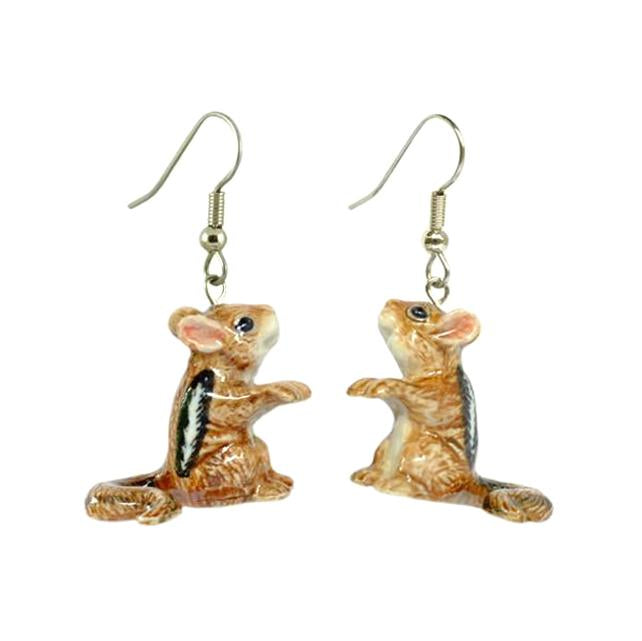 Chipmunk Porcelain Earrings Porcelain Earrings Blue Planet Jewelry