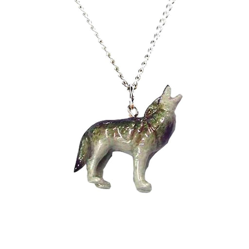 Wolf Howling Pendant Porcelain Pendant Blue Planet Jewelry