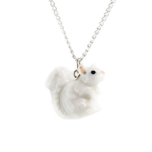 White Squirrel Pendant Porcelain Pendant Blue Planet Jewelry