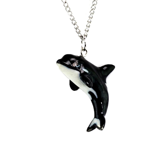 Orca Whale Pendant - Porcelain Pendant - Blueplanetjewelry.com