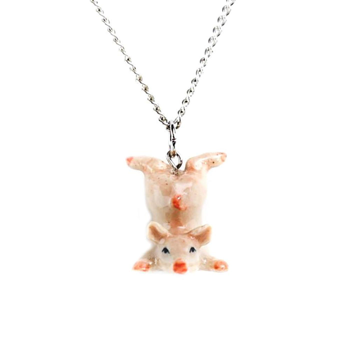 Pink Pig Pendant Porcelain Pendant Blue Planet Jewelry