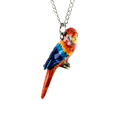 Red Macaw Pendant Porcelain Pendant Blue Planet Jewelry