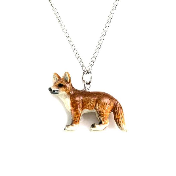 Red Fox Standing Pendant Porcelain Pendant Blue Planet Jewelry