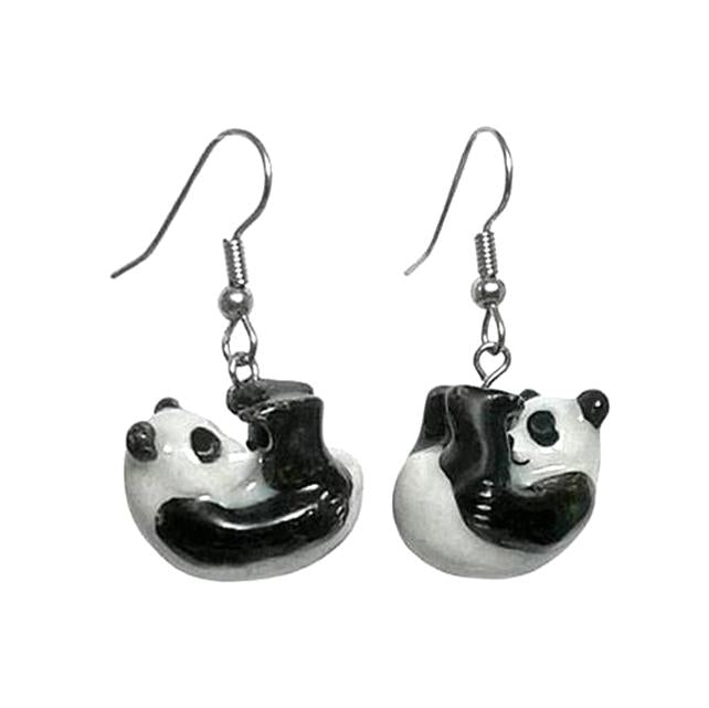 Roly Poly Panda Porcelain Earrings Porcelain Earrings Blue Planet Jewelry