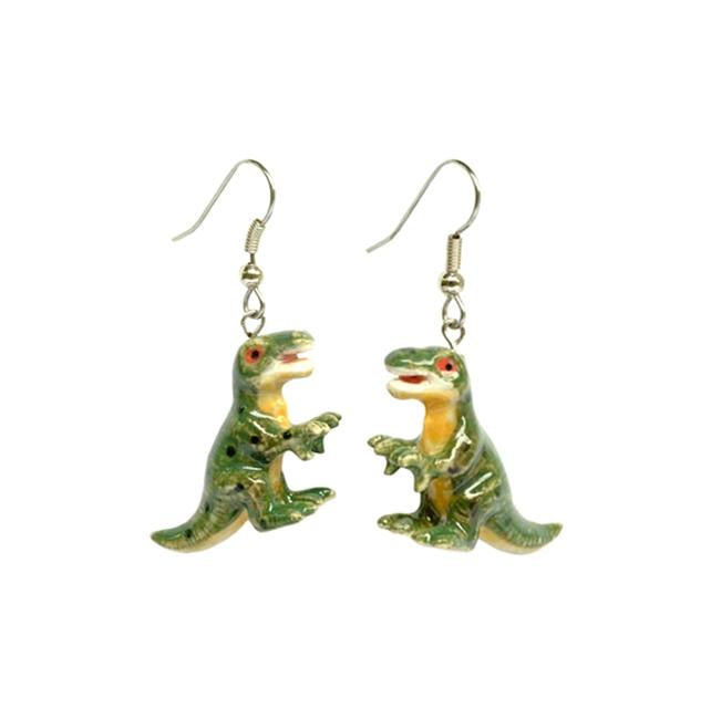 T-Rex Dinosaur Porcelain Earrings Porcelain Earrings Blue Planet Jewelry