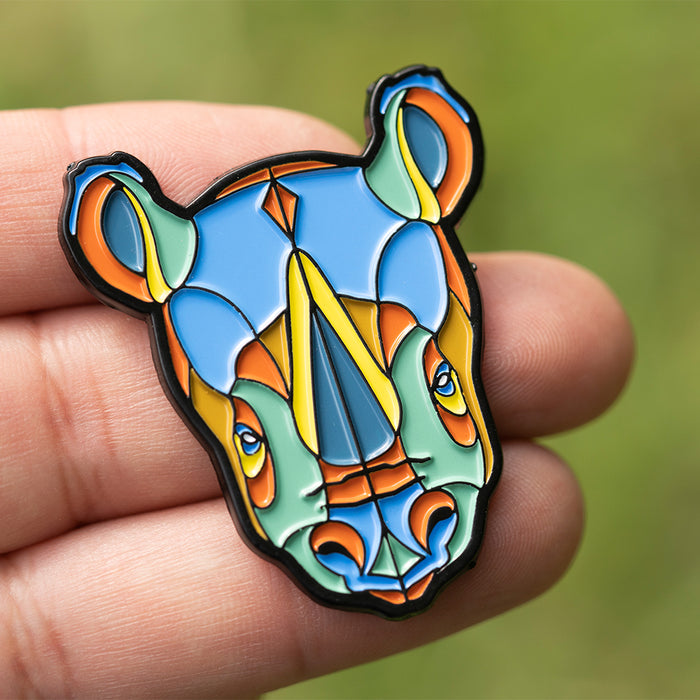 Rhinocerous Stylized Enamel Pin - Stylized Enamel Pin - Blueplanetjewelry.com