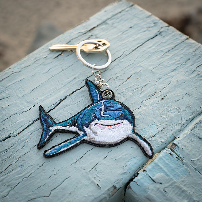 Great White Shark Embroidered Keychain