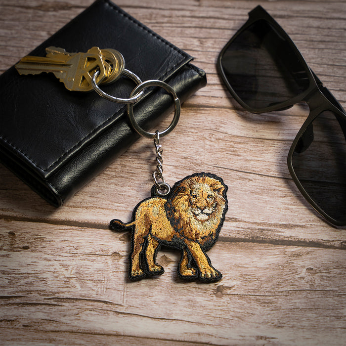 Lion Embroidered Keychain