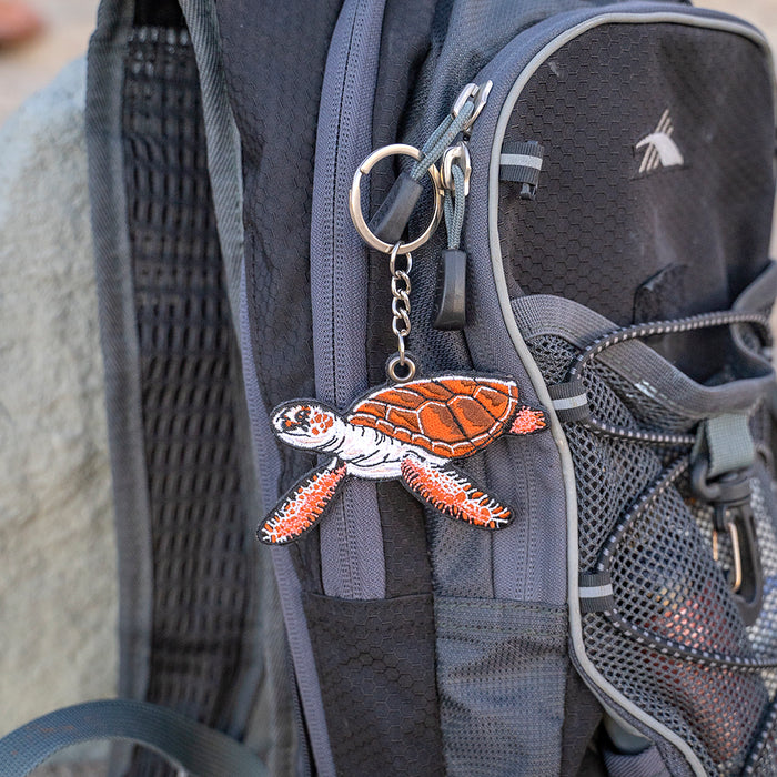 Hawksbill Sea Turtle Embroidered Keychain